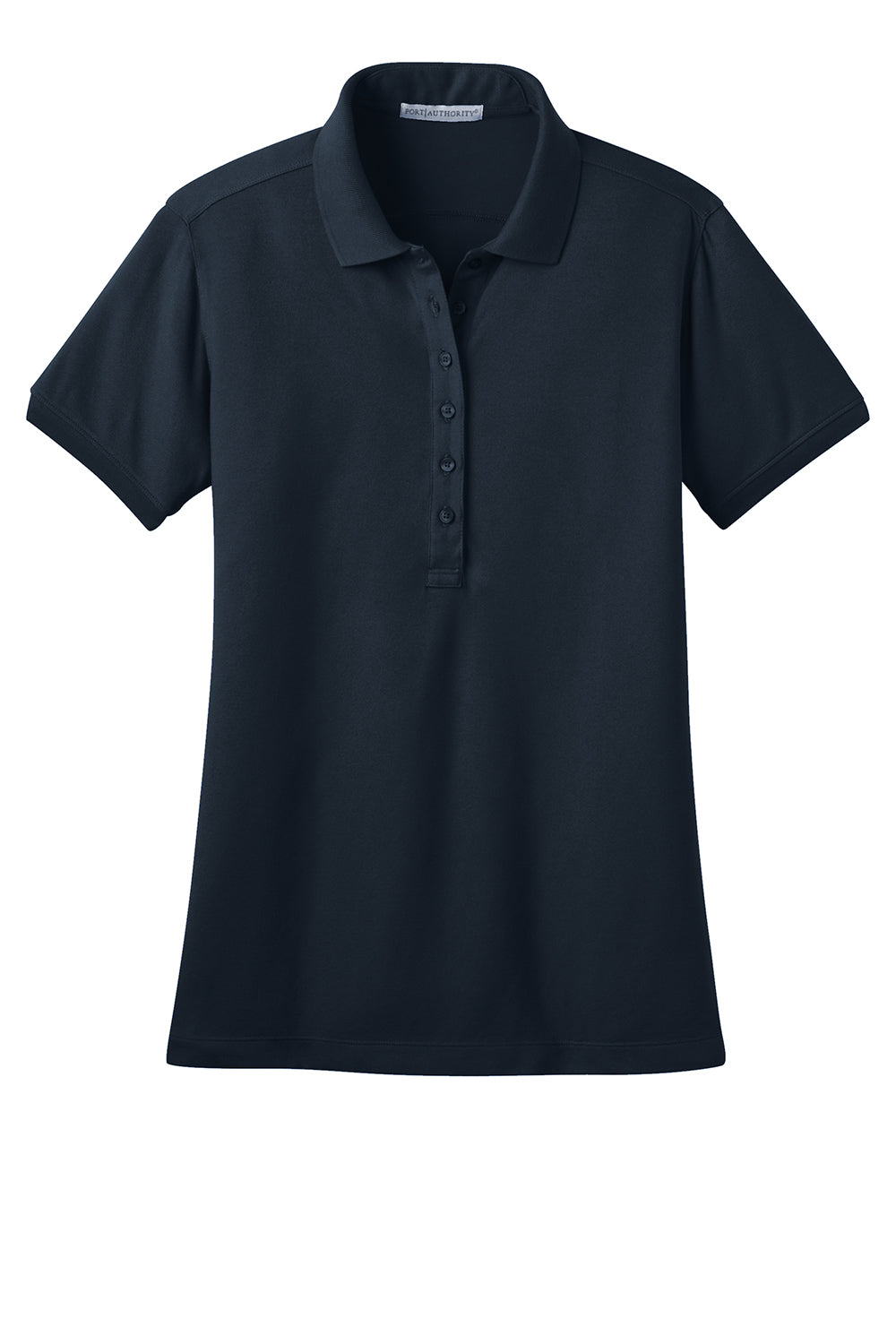 Port Authority L555 Womens Moisture Wicking Short Sleeve Polo Shirt Dress Navy Blue Flat Front