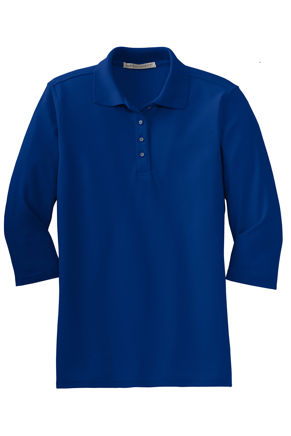 Port Authority L562 Womens Silk Touch 3/4 Sleeve Polo Shirt Royal Blue Flat Front