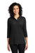 Port Authority L562 Womens Silk Touch 3/4 Sleeve Polo Shirt Black Model Front