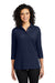 Port Authority L562 Womens Silk Touch 3/4 Sleeve Polo Shirt Navy Blue Model Front