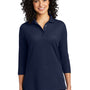 Port Authority Womens Silk Touch 3/4 Sleeve Polo Shirt - Navy Blue