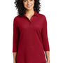 Port Authority Womens Silk Touch 3/4 Sleeve Polo Shirt - Red