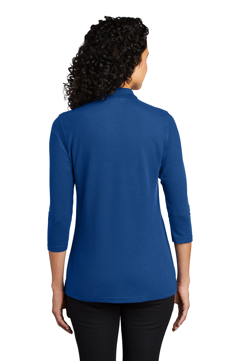 Port Authority L562 Womens Silk Touch 3/4 Sleeve Polo Shirt Royal Blue Model Back