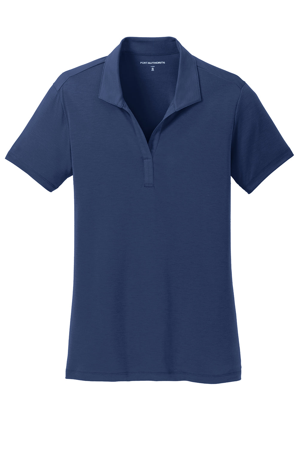 Port Authority L568 Womens Cotton Touch Performance Moisture Wicking Short Sleeve Polo Shirt Estate Blue Flat Front