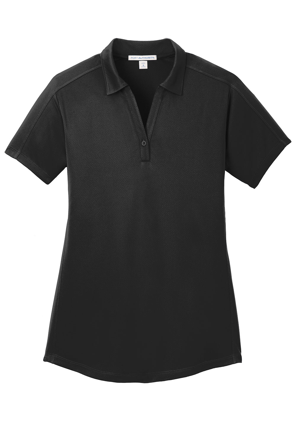 Port Authority L569 Womens Moisture Wicking Short Sleeve Polo Shirt Black Flat Front