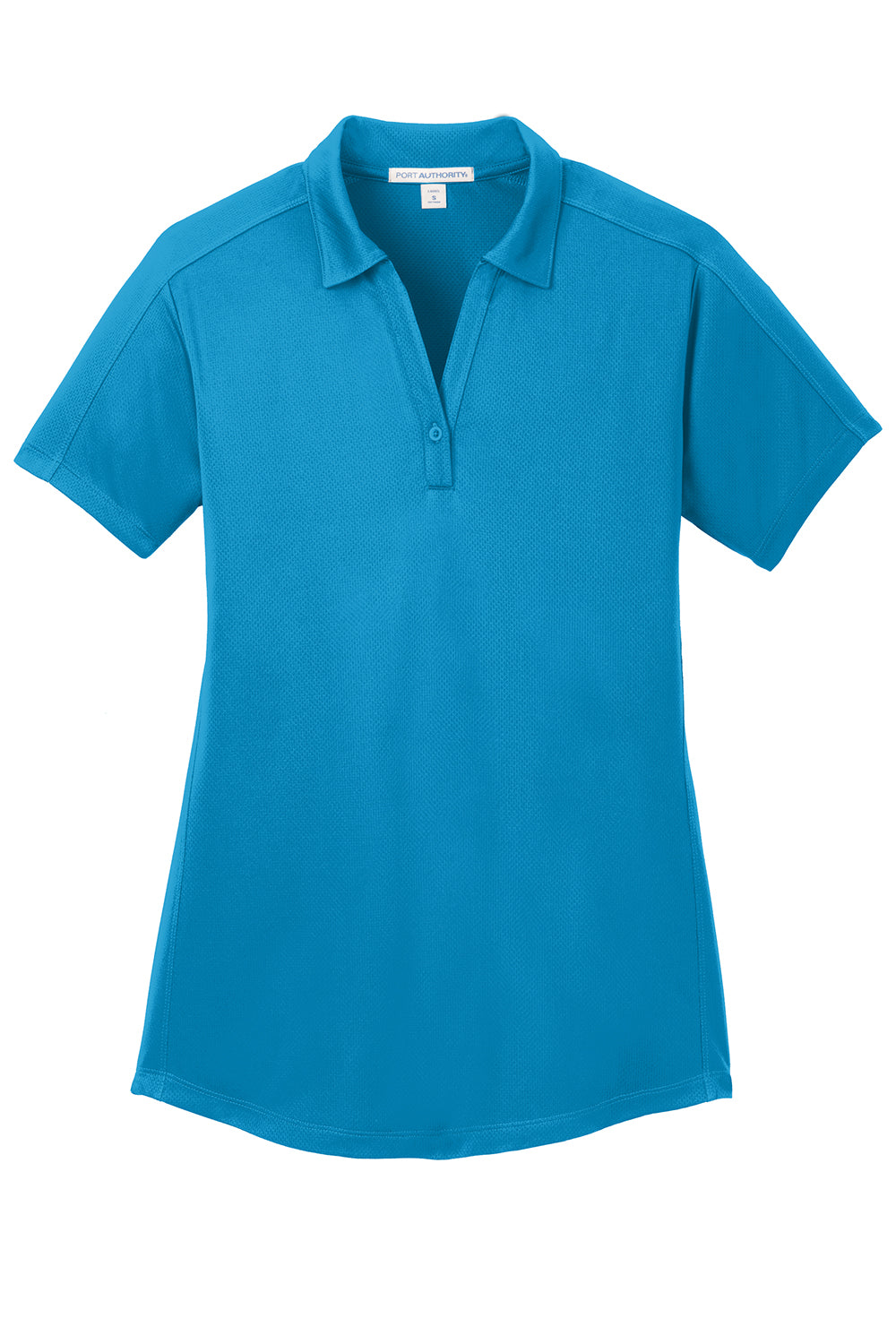 Port Authority L569 Womens Moisture Wicking Short Sleeve Polo Shirt Blue Wake Flat Front