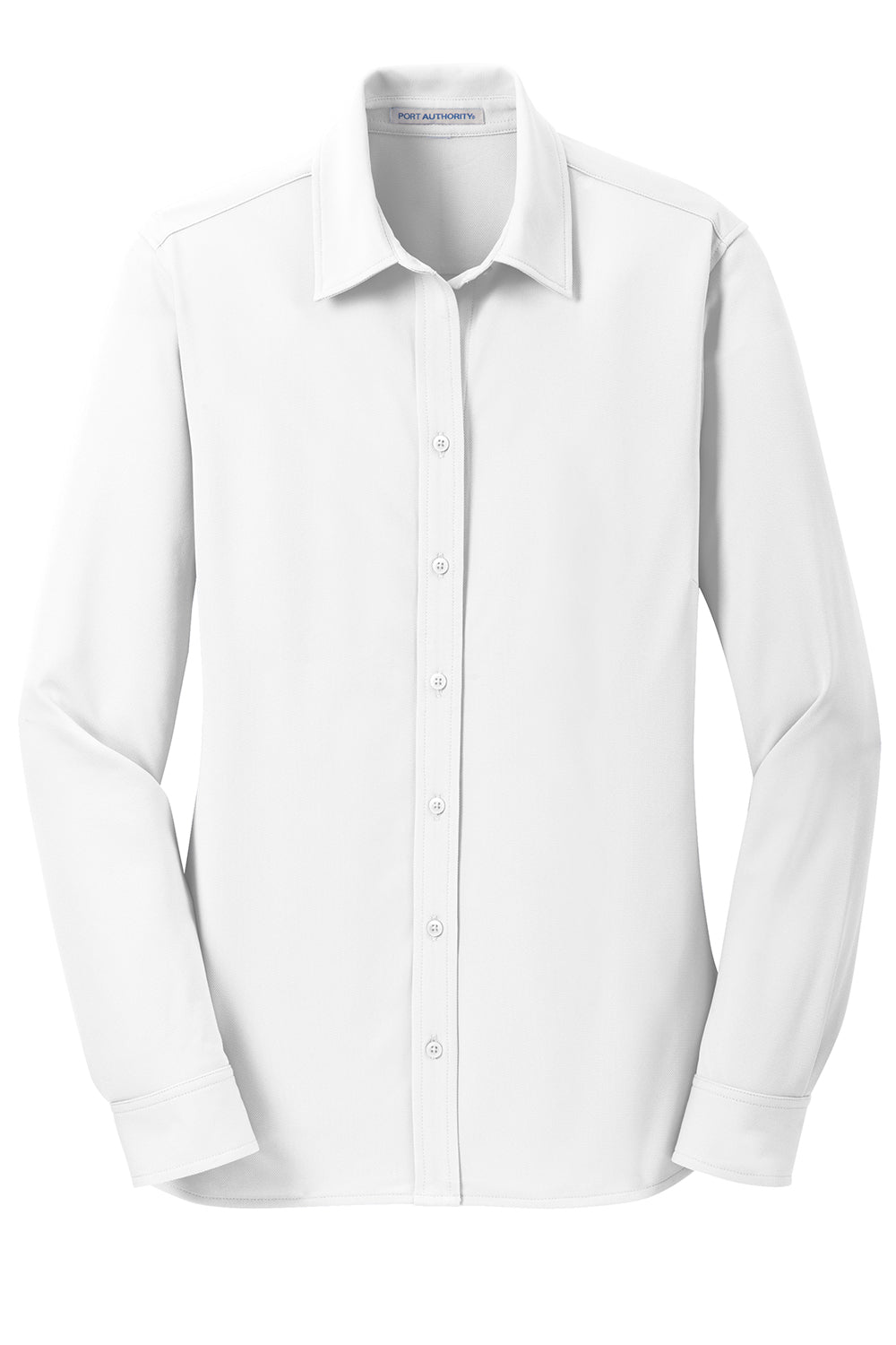 Port Authority L570 Womens Dimension Moisture Wicking Long Sleeve Button Down Shirt White Flat Front