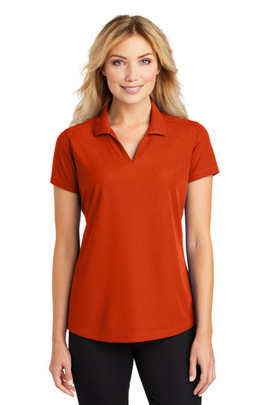 Port Authority L572 Womens Dry Zone Moisture Wicking Short Sleeve Polo Shirt Autumn Orange Model Front