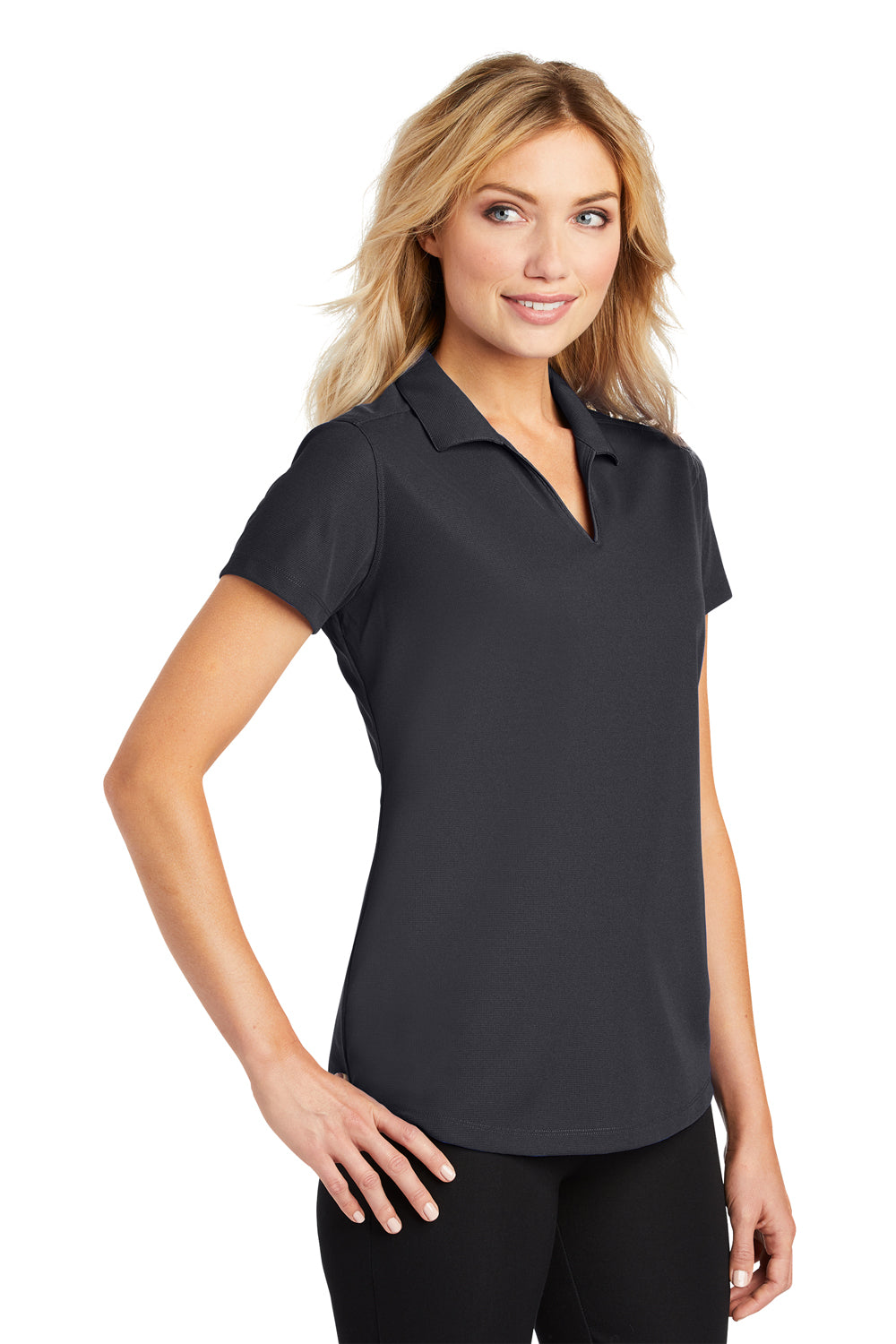 Port Authority L572 Womens Dry Zone Moisture Wicking Short Sleeve Polo Shirt Battleship Grey Model 3q