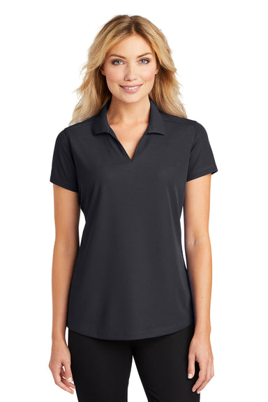 Port Authority L572 Womens Dry Zone Moisture Wicking Short Sleeve Polo Shirt Battleship Grey Model Front