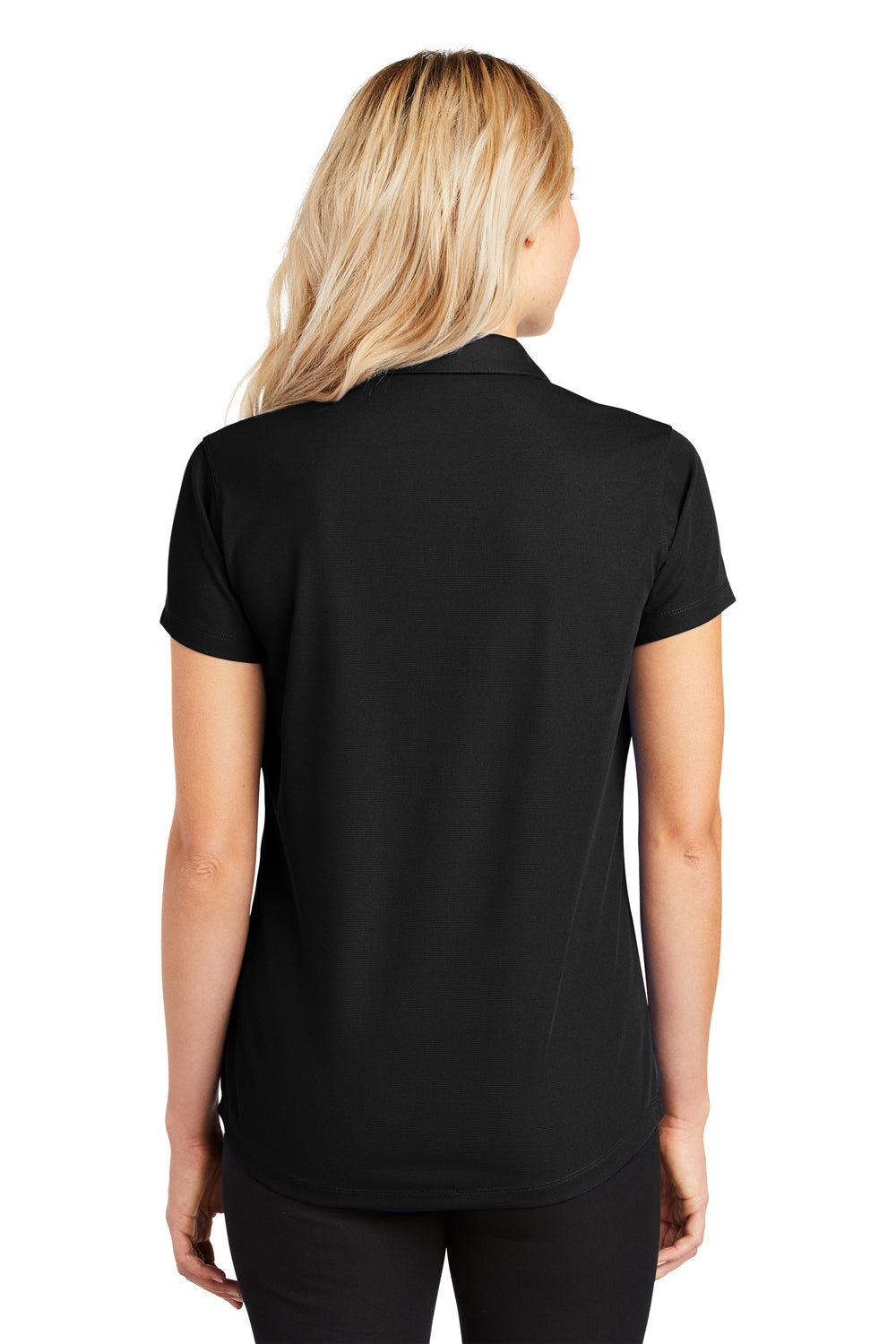 Port Authority L572 Womens Dry Zone Moisture Wicking Short Sleeve Polo Shirt Black Model Back