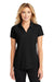 Port Authority L572 Womens Dry Zone Moisture Wicking Short Sleeve Polo Shirt Black Model Front