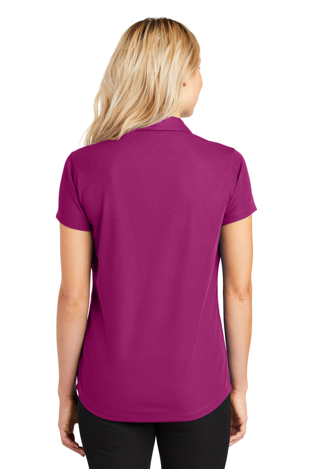 Port Authority L572 Womens Dry Zone Moisture Wicking Short Sleeve Polo Shirt Magenta Purple Model Back