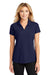 Port Authority L572 Womens Dry Zone Moisture Wicking Short Sleeve Polo Shirt True Navy Blue Model Front