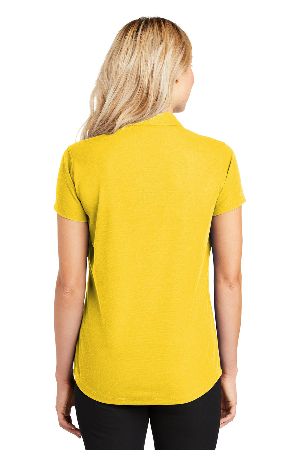 Port Authority L572 Womens Dry Zone Moisture Wicking Short Sleeve Polo Shirt Yellow Model Back