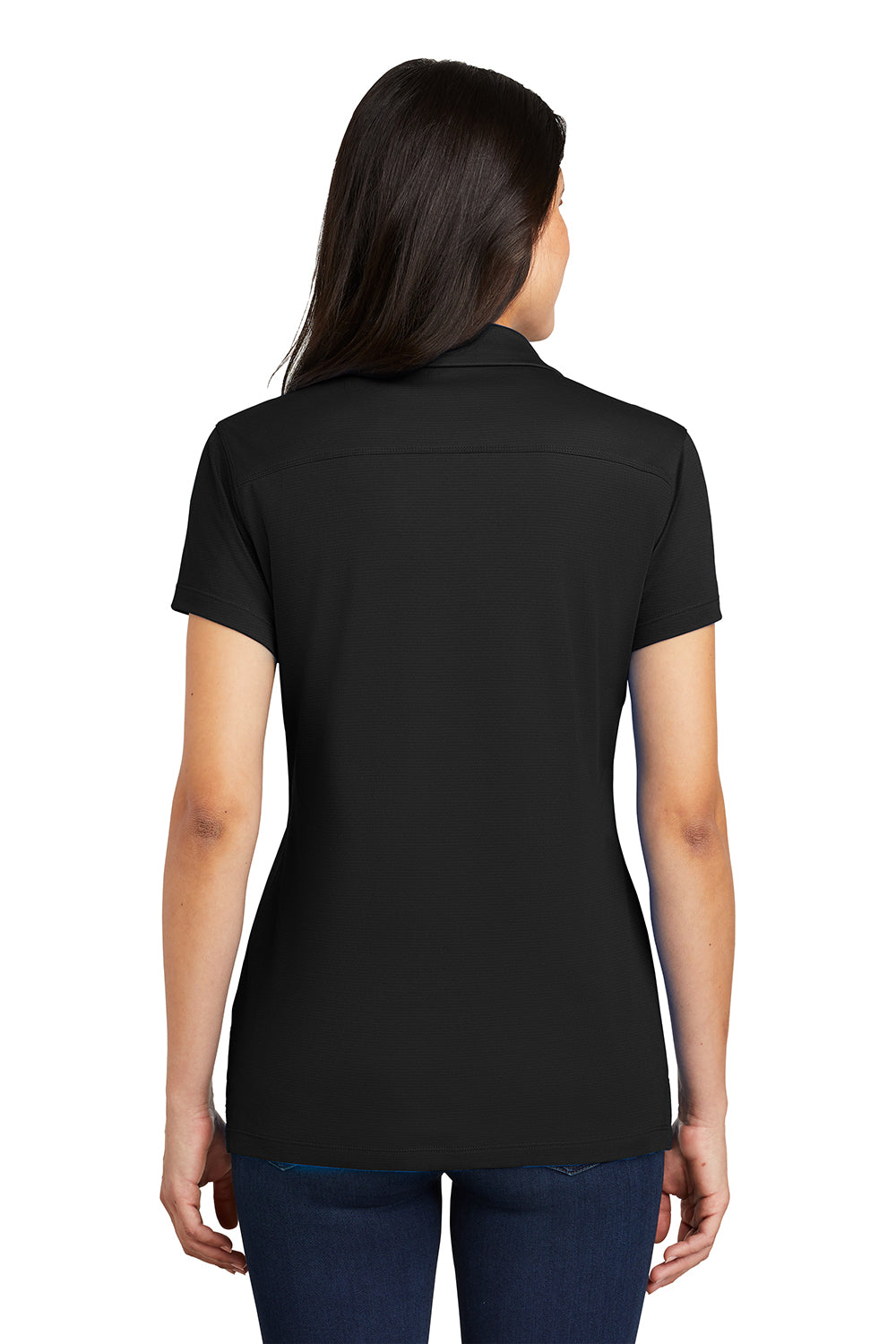 Port Authority L573 Womens Rapid Dry Moisture Wicking Short Sleeve Polo Shirt Black Model Back