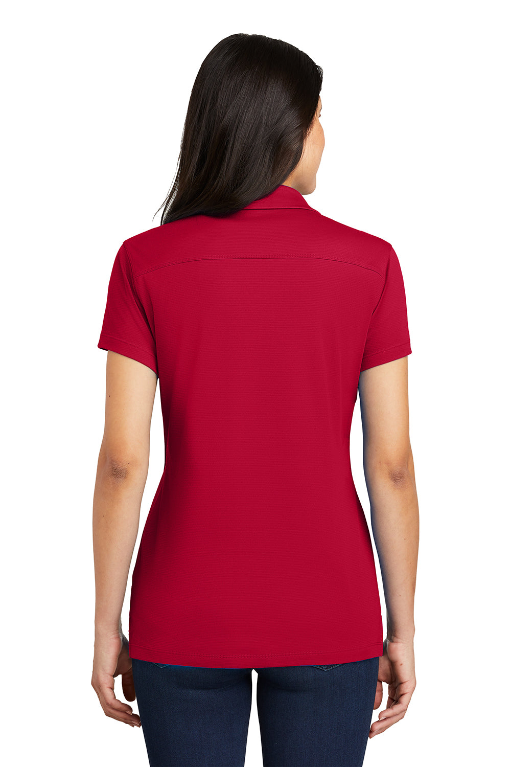 Port Authority L573 Womens Rapid Dry Moisture Wicking Short Sleeve Polo Shirt Engine Red Model Back