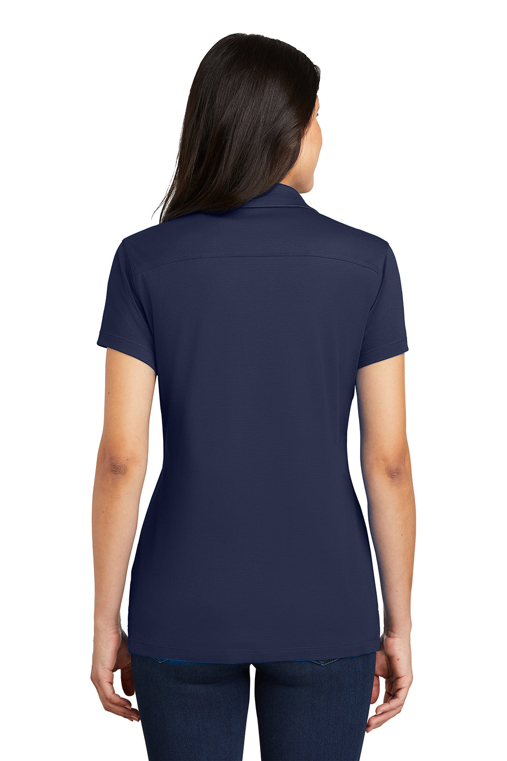 Port Authority L573 Womens Rapid Dry Moisture Wicking Short Sleeve Polo Shirt True Navy Blue Model Back