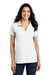 Port Authority L573 Womens Rapid Dry Moisture Wicking Short Sleeve Polo Shirt White Model Front