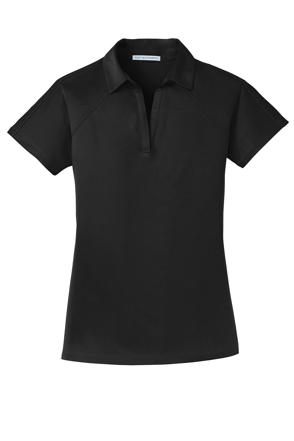 Port Authority L575 Womens Crossover Moisture Wicking Short Sleeve Polo Shirt Black Flat Front