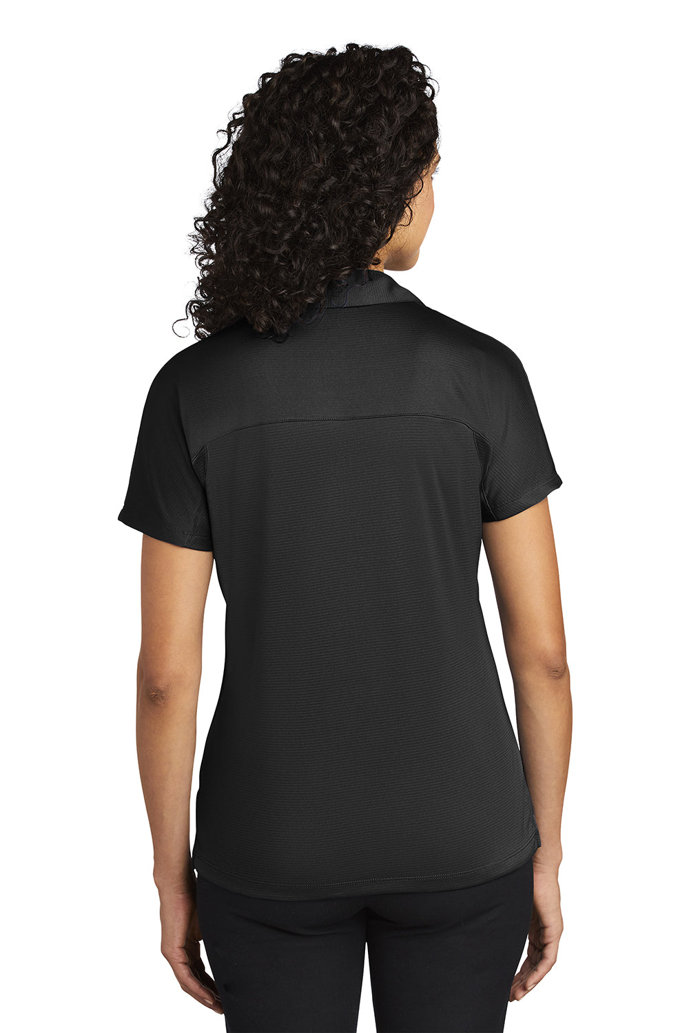 Port Authority L575 Womens Crossover Moisture Wicking Short Sleeve Polo Shirt Black Model Back