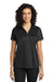 Port Authority L575 Womens Crossover Moisture Wicking Short Sleeve Polo Shirt Black Model Front