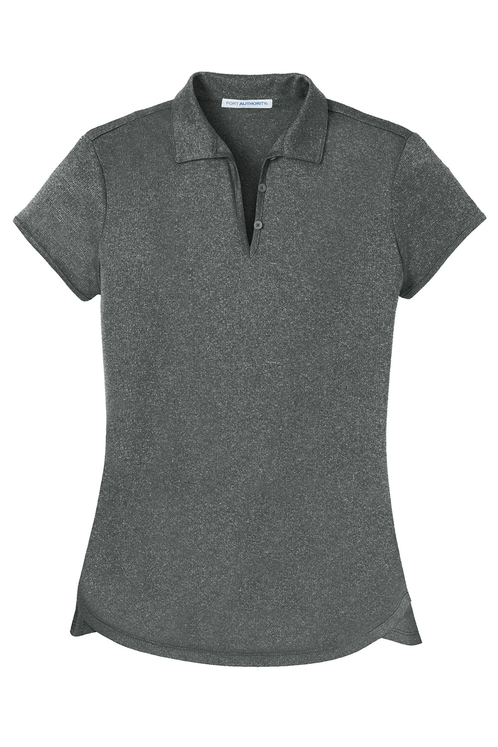 Port Authority L576 Womens Trace Moisture Wicking Short Sleeve Polo Shirt Heather Charcoal Grey Flat Front