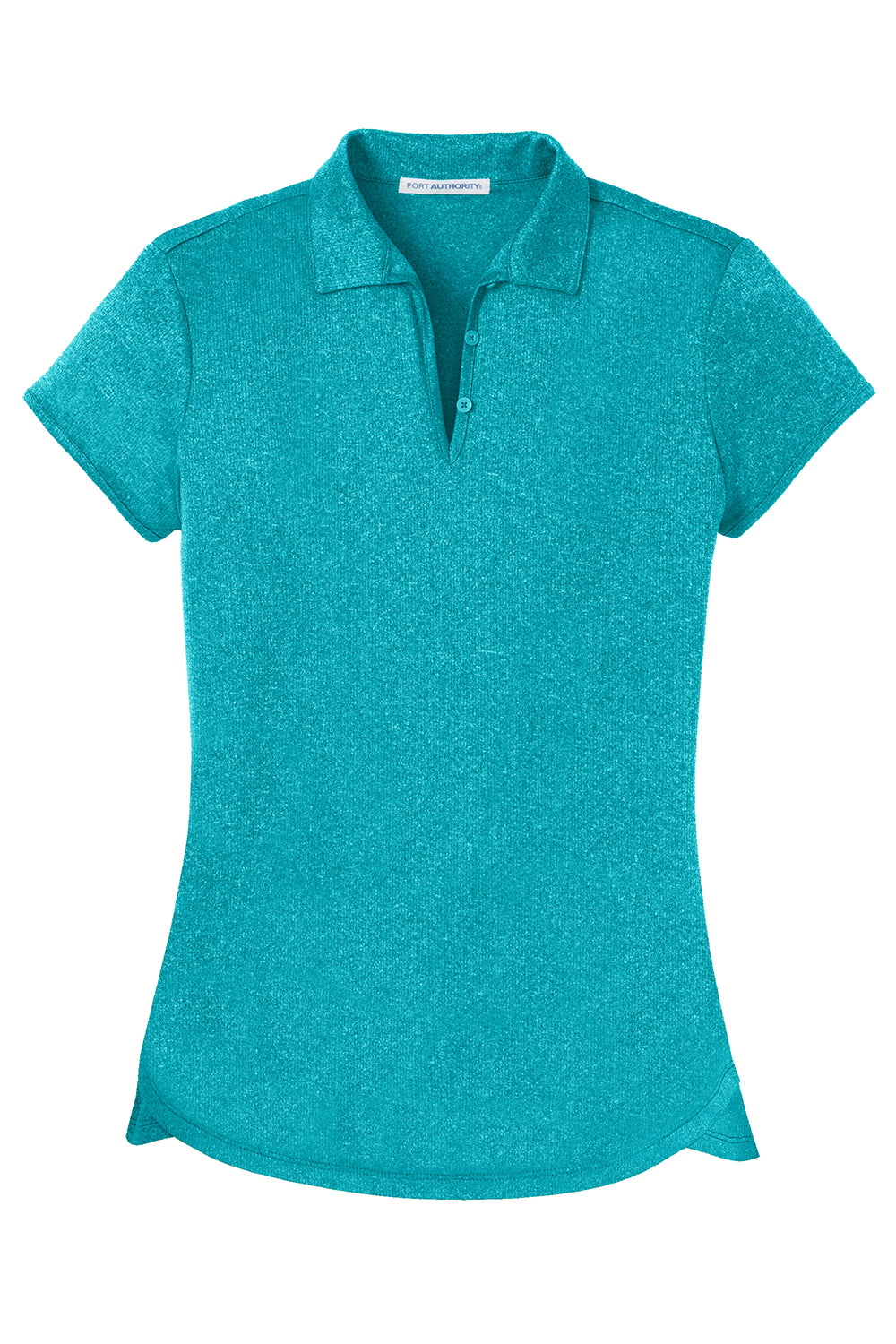 Port Authority L576 Womens Trace Moisture Wicking Short Sleeve Polo Shirt Heather Tropic Blue Flat Front