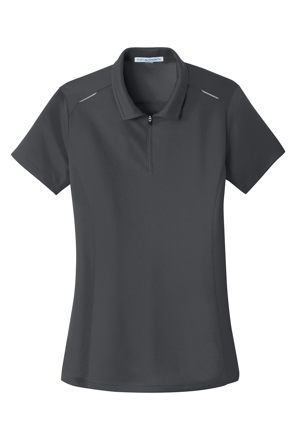 Port Authority L580 Womens Moisture Wicking Short Sleeve Polo Shirt Battleship Grey Flat Front