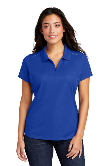 Port Authority L580 Womens Moisture Wicking Short Sleeve Polo Shirt True Royal Blue Model Front