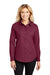 Port Authority L608 Womens Easy Care Wrinkle Resistant Long Sleeve Button Down Shirt Burgundy Model Front