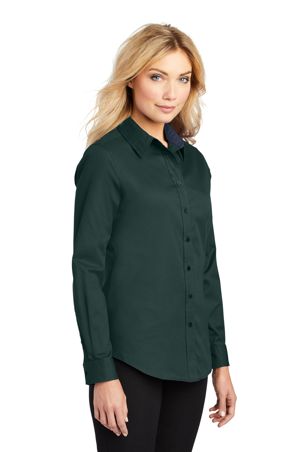 Port Authority L608 Womens Dark Green Easy Care Wrinkle Resistant Long  Sleeve Button Down Shirt — BigTopShirtShop.com