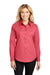 Port Authority L608 Womens Easy Care Wrinkle Resistant Long Sleeve Button Down Shirt Hibiscus Pink Model Front