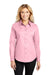 Port Authority L608 Womens Easy Care Wrinkle Resistant Long Sleeve Button Down Shirt Light Pink Model Front