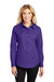 Port Authority L608 Womens Easy Care Wrinkle Resistant Long Sleeve Button Down Shirt Purple Model Front