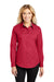 Port Authority L608 Womens Easy Care Wrinkle Resistant Long Sleeve Button Down Shirt Red Model Front