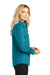 Port Authority L608 Womens Easy Care Wrinkle Resistant Long Sleeve Button Down Shirt Teal Green Model Side