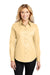 Port Authority L608 Womens Easy Care Wrinkle Resistant Long Sleeve Button Down Shirt Yellow Model Front