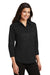 Port Authority L612 Womens Easy Care Wrinkle Resistant 3/4 Sleeve Button Down Shirt Black Model 3q