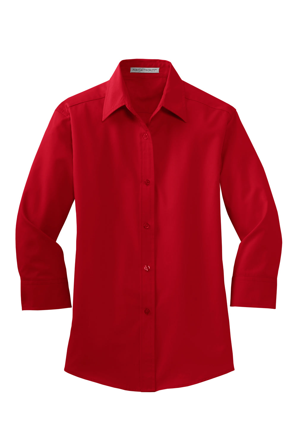 Port Authority L612 Womens Easy Care Wrinkle Resistant 3/4 Sleeve Button Down Shirt Red Flat Front