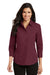 Port Authority L612 Womens Easy Care Wrinkle Resistant 3/4 Sleeve Button Down Shirt Burgundy Model Front