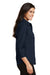 Port Authority L612 Womens Easy Care Wrinkle Resistant 3/4 Sleeve Button Down Shirt Navy Blue Model Side