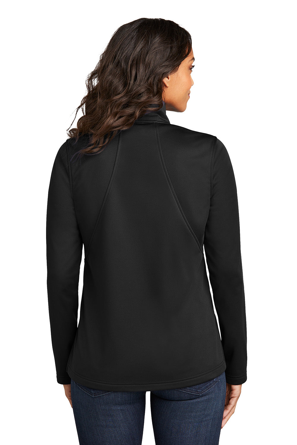 Port Authority L617 Womens Flexshell Full Zip Jacket Deep Black Model Back