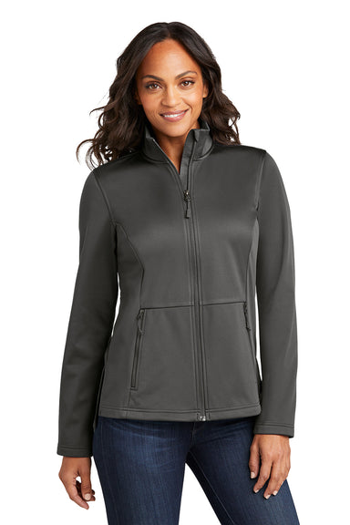 Port Authority L617 Womens Flexshell Full Zip Jacket Steel Grey Model Front