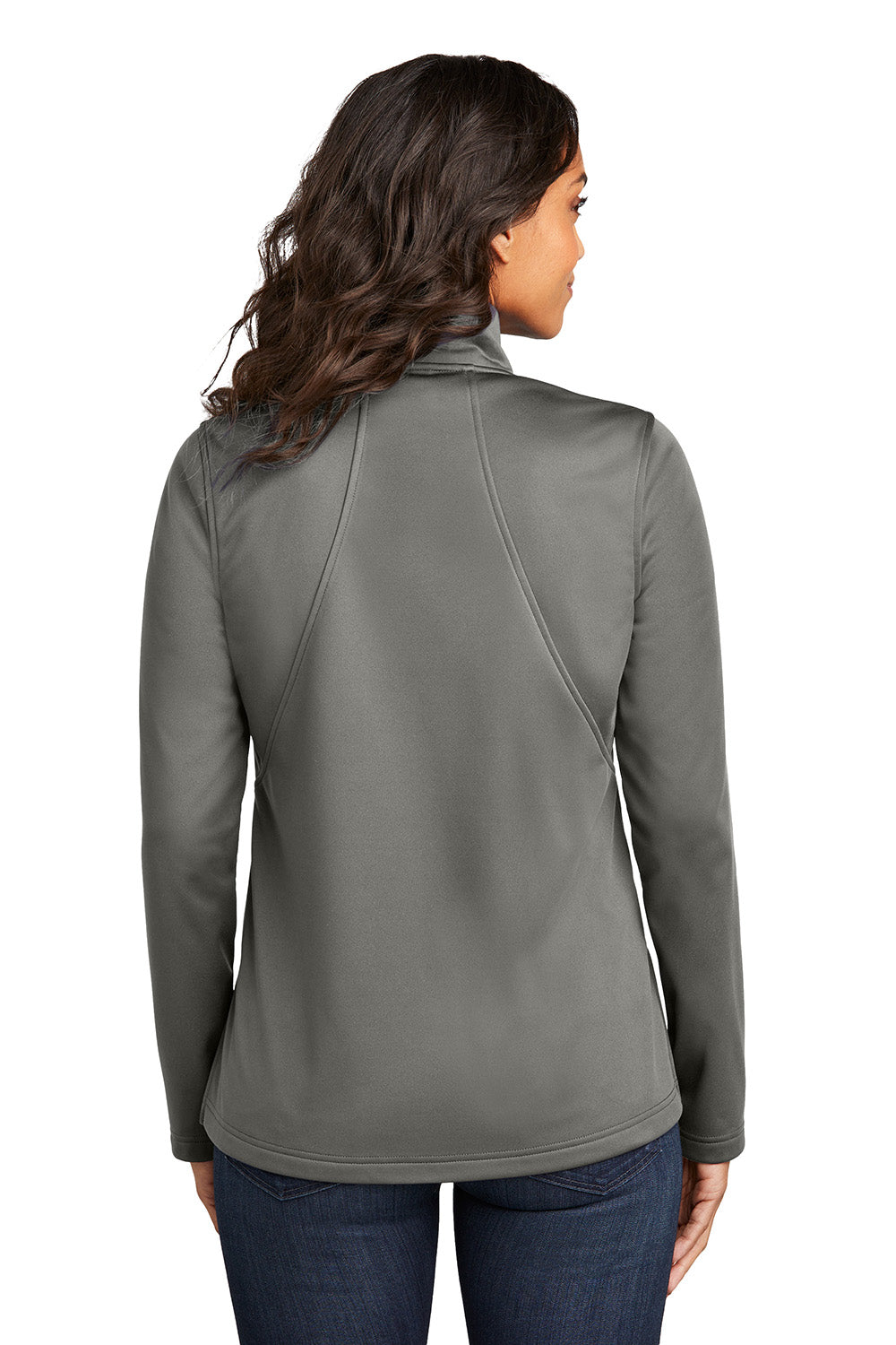 Port Authority L617 Womens Flexshell Full Zip Jacket Smoke Grey Model Back