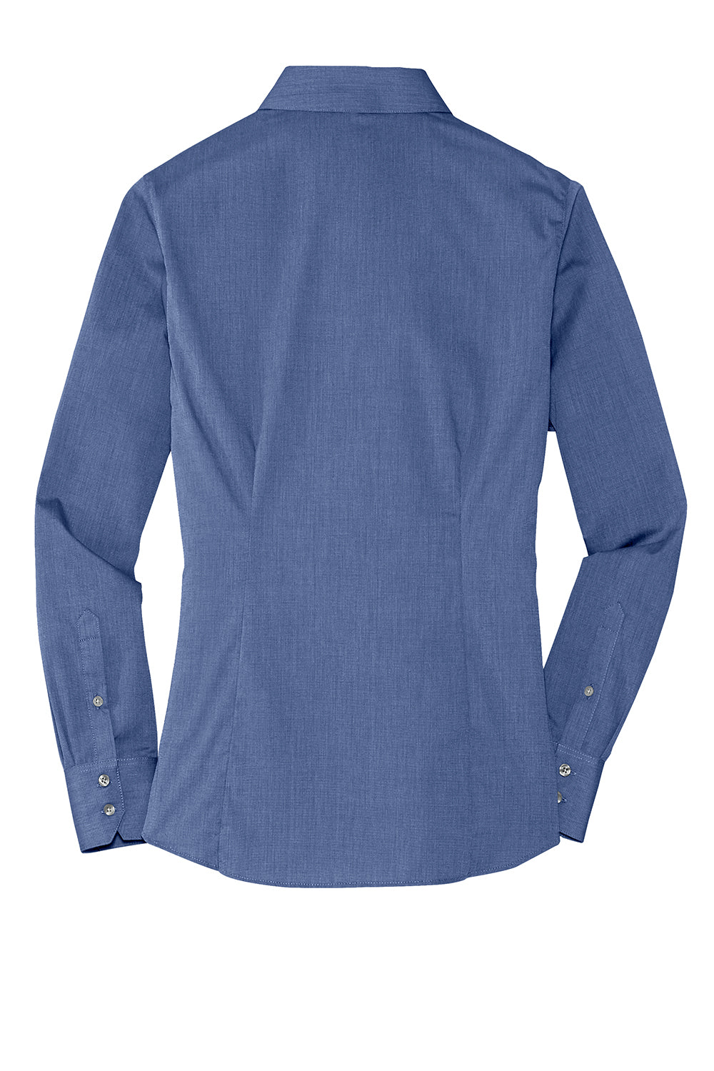 Port Authority L640 Womens Easy Care Wrinkle Resistant Long Sleeve Button Down Shirt Deep Blue Flat Back