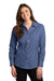 Port Authority L640 Womens Easy Care Wrinkle Resistant Long Sleeve Button Down Shirt Deep Blue Model Front