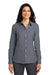 Port Authority L658 Womens SuperPro Oxford Wrinkle Resistant Long Sleeve Button Down Shirt Black Model Front