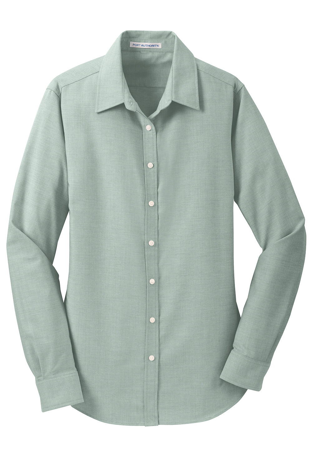 Port Authority L658 Womens SuperPro Oxford Wrinkle Resistant Long Sleeve Button Down Shirt Green Flat Front