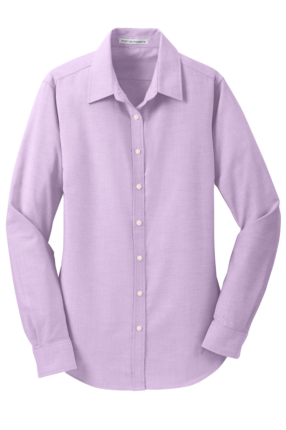 Port Authority L658 Womens SuperPro Oxford Wrinkle Resistant Long Sleeve Button Down Shirt Soft Purple Flat Front